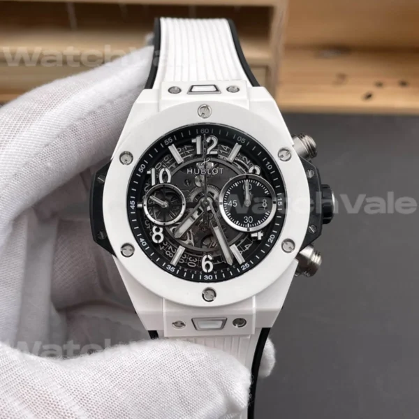 Hublot Big Bang Unico White Ceramic 45mm 411.HX.1170.RX Super Clone Replica front view.