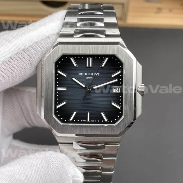 Patek Philippe Cubitus 5821/1A-001 Blue Dial Super Clone Replica front view in stainless steel