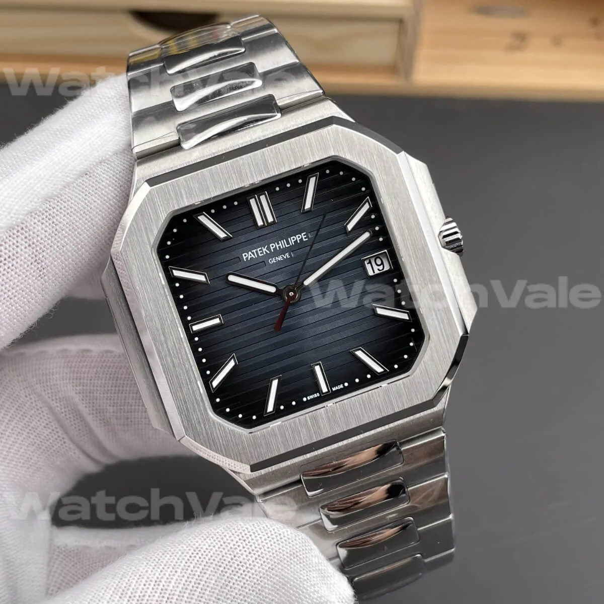 Luxury Patek Philippe Cubitus 5821/1A-001 Super Clone Replica with blue embossed dial