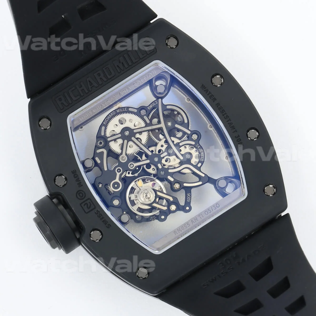 Richard Mille RM 055 Super Clone Replica luxury men's watch with skeleton mechanical movement.