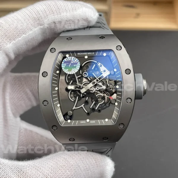 Richard Mille RM 055 Bubba Watson Grey ATZ Super Clone Replica front view with skeleton dial