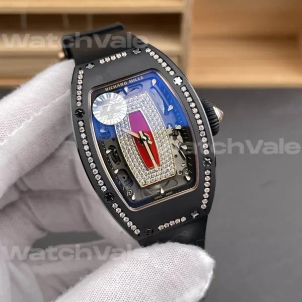 Richard Mille RM 07-01 Super Clone Replica black ceramic case with diamond bezel luxury women's watch