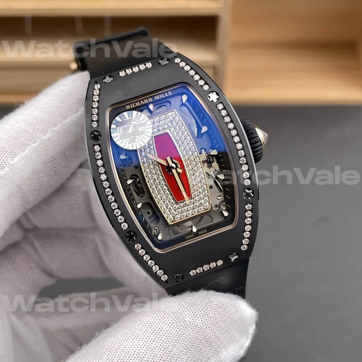 Richard Mille RM 07-01 Super Clone Replica black ceramic case with diamond bezel luxury women's watch