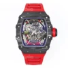 Richard Mille RM 35-02 Rafael Nadal Carbon TPT Red Quartz TPT Super Clone Replica front view with red rubber strap.