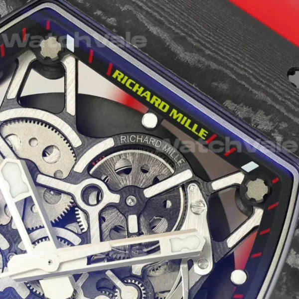 Richard Mille RM 35-02 Rafael Nadal Red Quartz TPT Super Clone Replica close-up of skeleton movement.