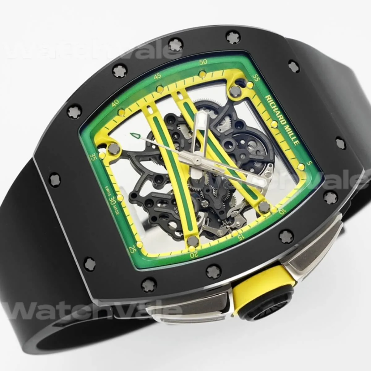 Luxury Richard Mille RM 61-01 Yohan Blake Super Clone Replica on black rubber strap