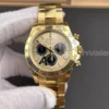 Rolex Oyster Perpetual Cosmograph Daytona 116528 champagne dial with black chronograph sub-dials and yellow gold bracelet