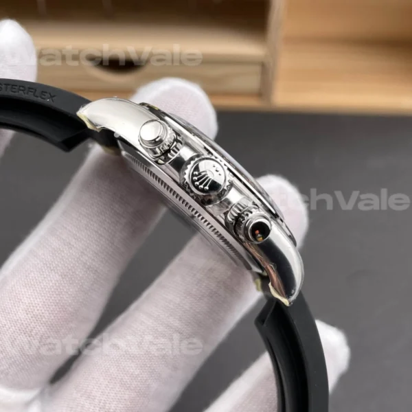 Rolex Daytona 126519LN-0006 Super Clone Replica featuring black Cerachrom bezel and white gold finish