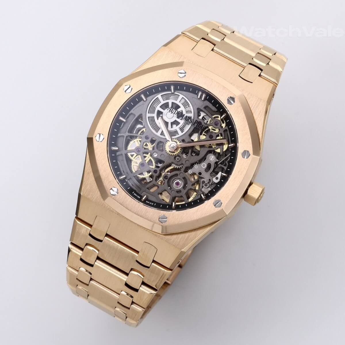 Audemars Piguet Royal Oak 16204OR skeleton dial close-up replica watch