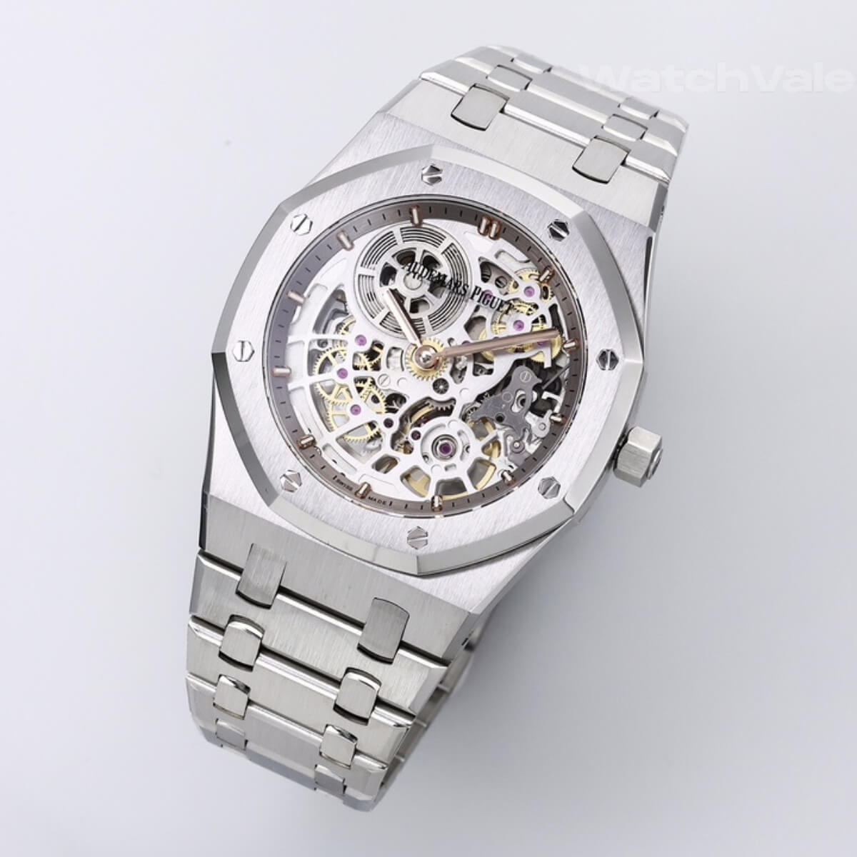 Audemars Piguet Royal Oak 16204ST skeleton dial close-up replica watch