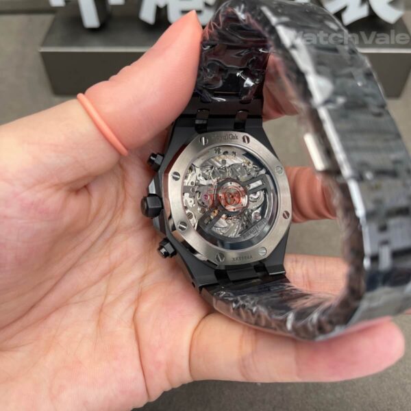 Audemars Piguet 26240CE replica side profile showing ceramic case on wrist