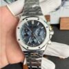 Replica AP Royal Oak Chronograph blue Tapisserie dial close-up