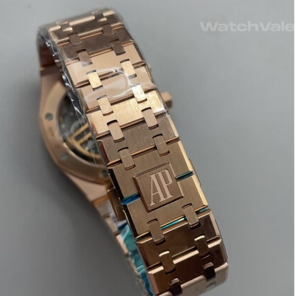 Audemars Piguet 26331OR replica side profile showing rose gold case on wrist