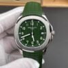 Replica Patek Aquanaut khaki green embossed dial close-up showing texture