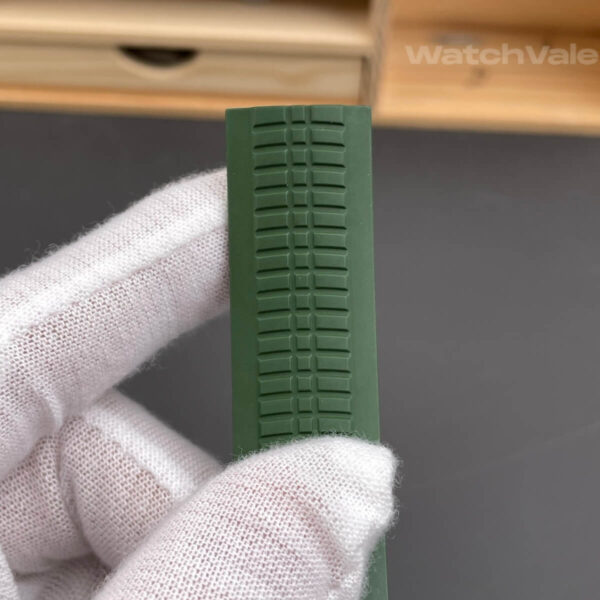 Aquanaut super clone khaki rubber strap and pin buckle detail