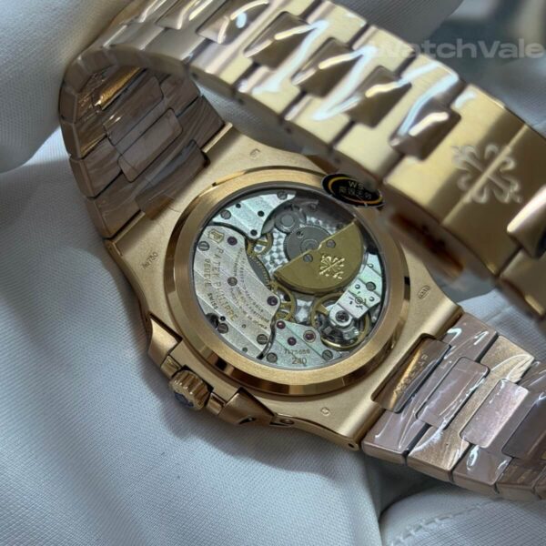 Brown dial replica watch with gold toned small seconds sub-dial view