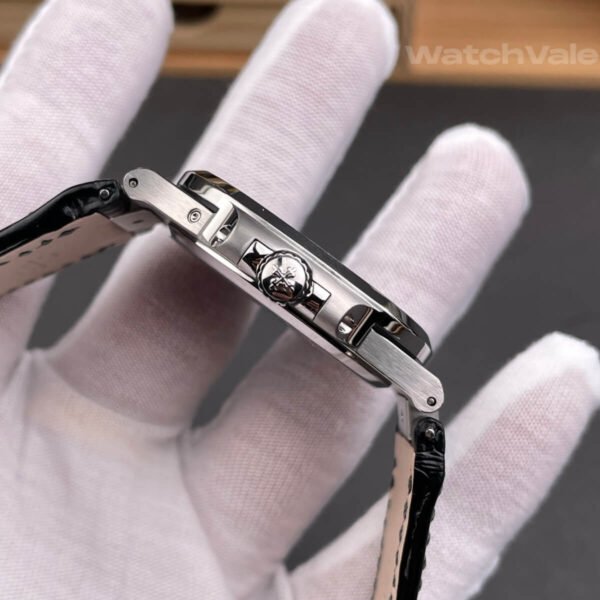 Slate grey dial replica watch with white gold small seconds sub-dial view
