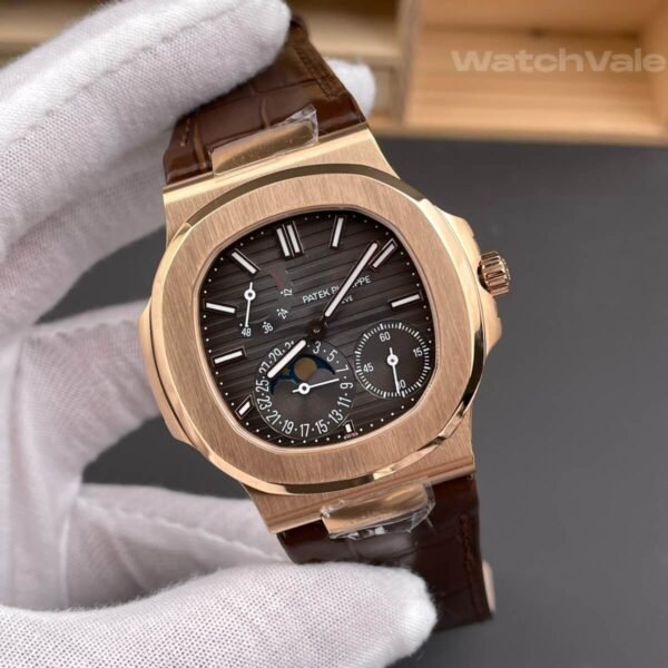 Super clone Nautilus rose gold rounded octagonal bezel detail shot