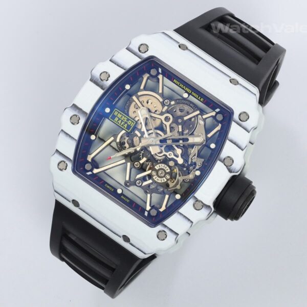 Super clone Richard Mille tonneau case shape and bezel screws detail