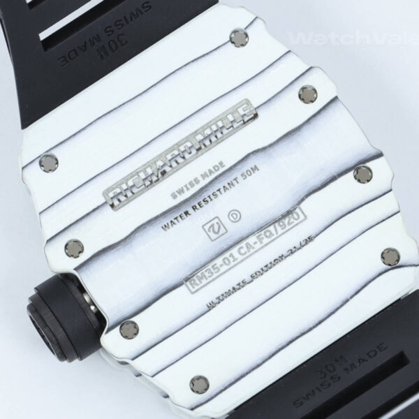 RM35-01 super clone black rubber strap and folding clasp detail
