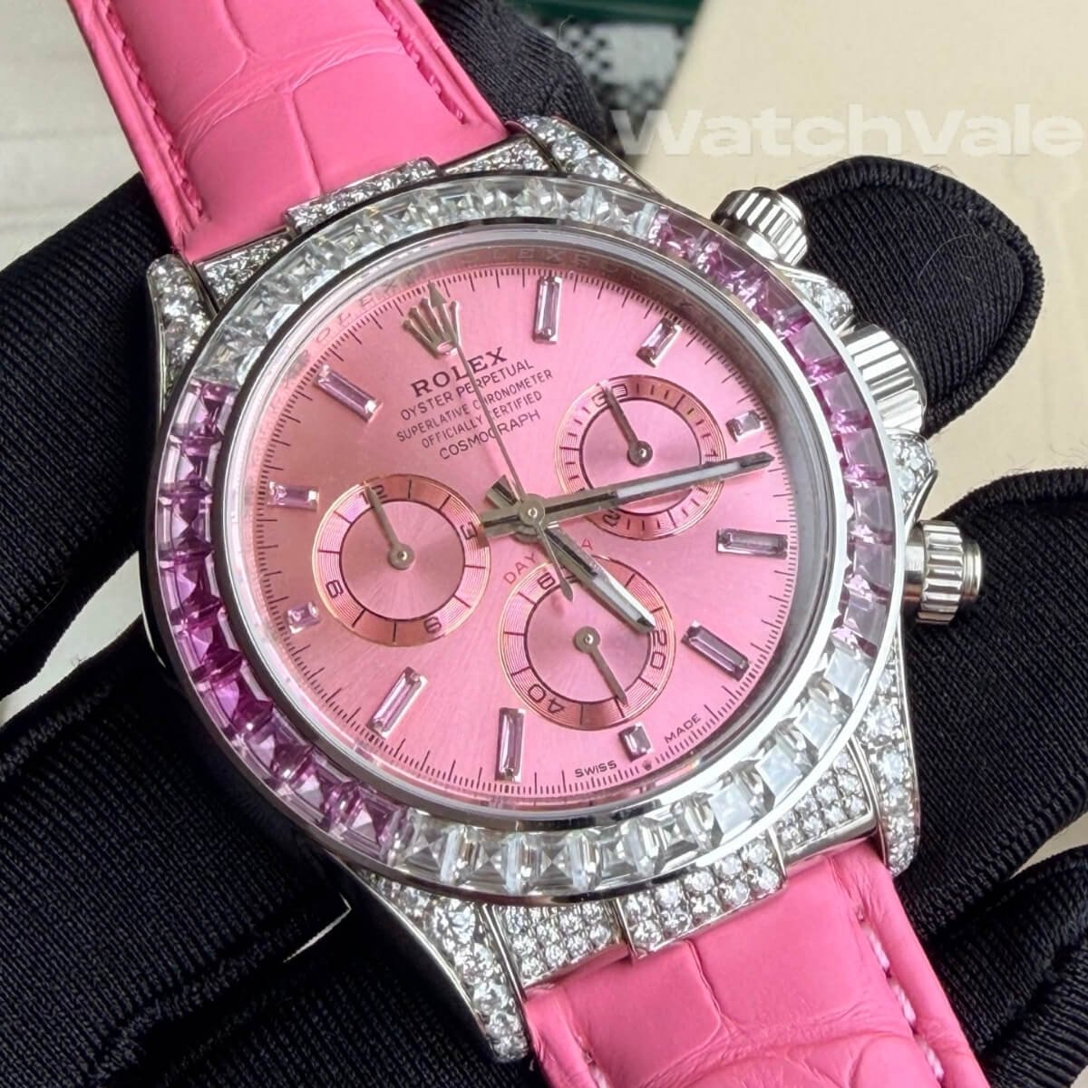 Rolex Daytona 116599 12SA pink dial close-up replica watch