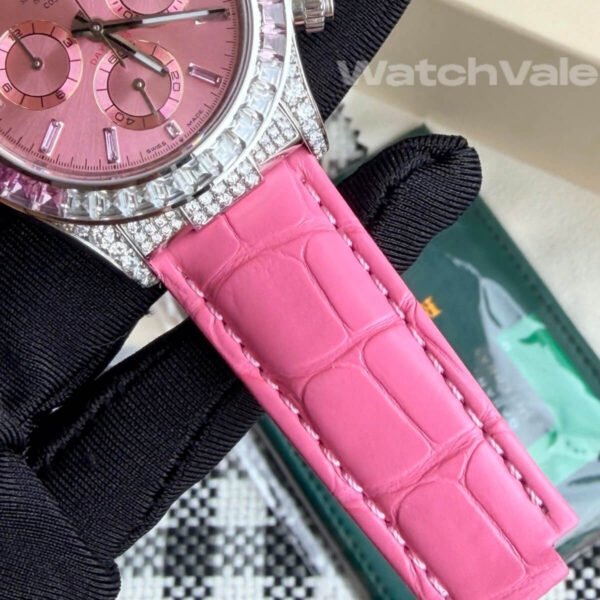 Rolex Daytona 116599 12SA pink sapphire diamond bezel side view replica