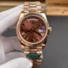 Rolex Day-Date 228235 chocolate dial close-up replica watch