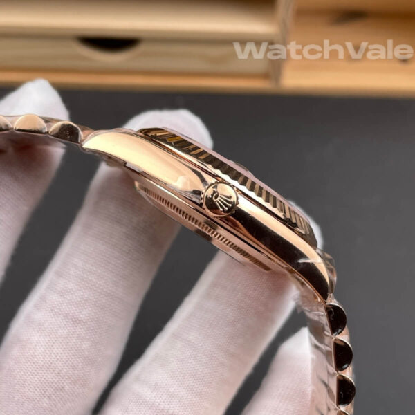 Rolex Day-Date 228235 fluted bezel side view replica