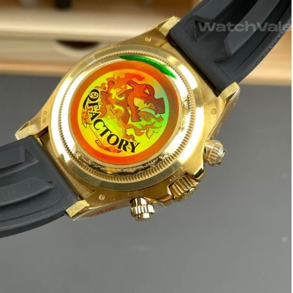 Rolex 126518LN replica side profile showing yellow gold case on wrist