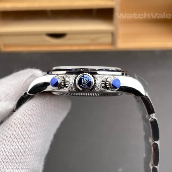 Super clone Daytona blue sapphire set bezel detail shot