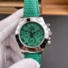 Replica Rolex Daytona chrysoprase green dial close-up showing natural texture