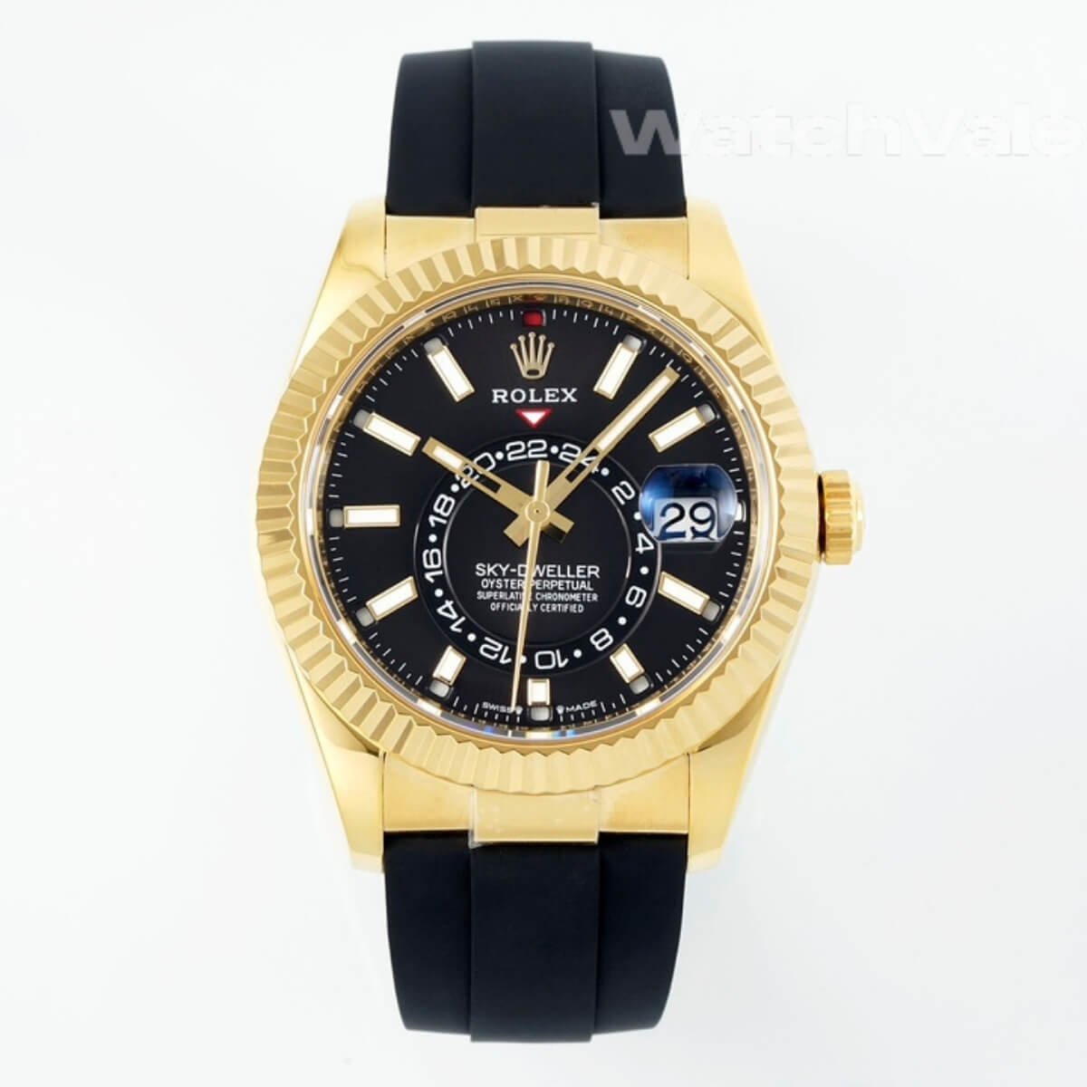 Rolex Sky-Dweller 336238 black dial close-up replica watch