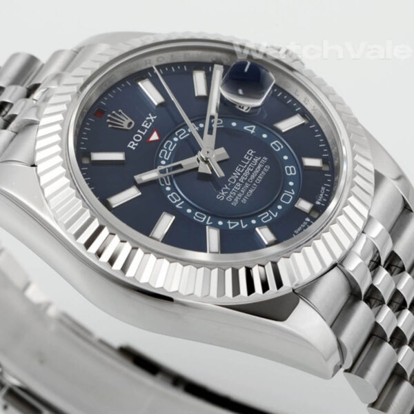 Bright blue dial Rolex Sky-Dweller white Rolesor replica watch