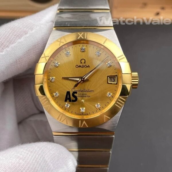 Omega Constellation 38mm 123.20.38.21.58.001 champagne diamond dial super clone replica