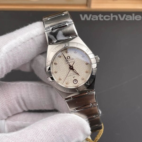 Omega Constellation mother-of-pearl dial close-up replica watch