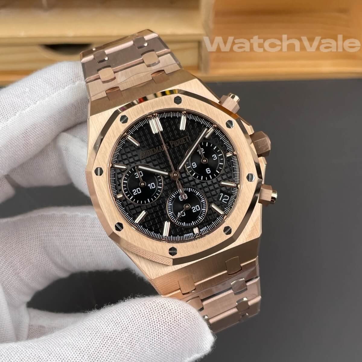 Audemars Piguet Royal Oak Chronograph 26320OR.OO.1220OR.01 black dial rose gold best replica