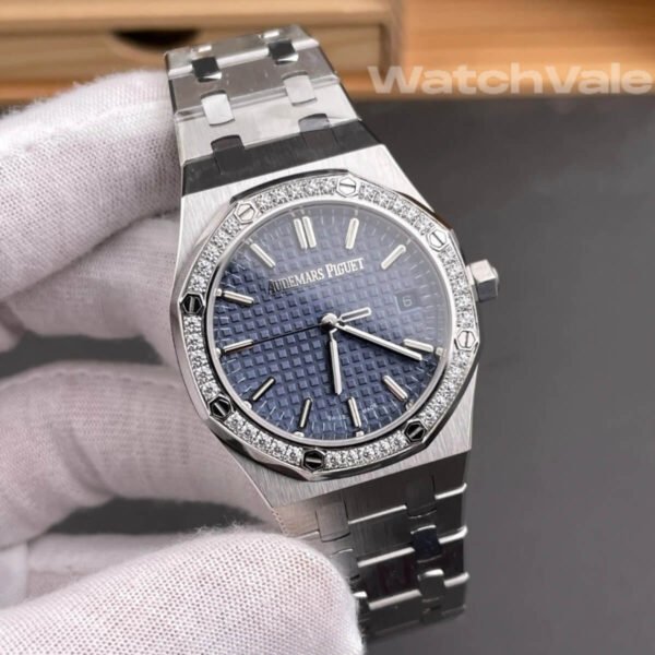 Audemars Piguet Royal Oak 77351ST blue-grey dial diamond bezel best replica