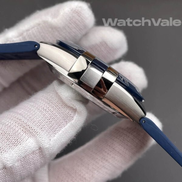 Omega Constellation 41mm blue leather strap replica on wrist