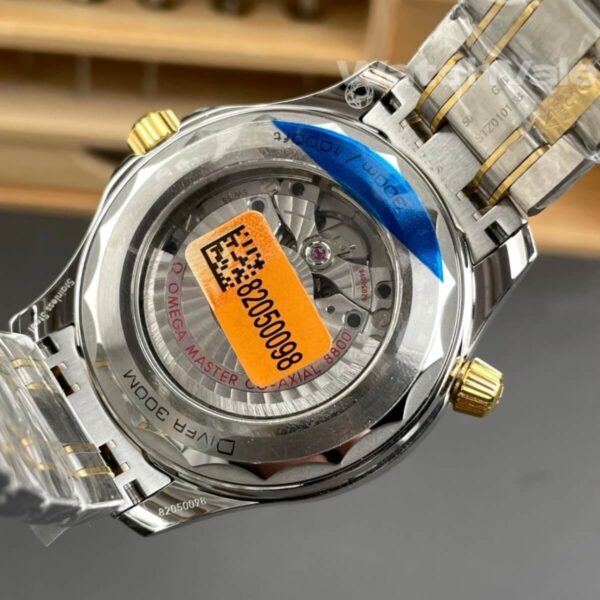 Black ceramic wave dial Sedna gold bezel Omega Seamaster replica watch