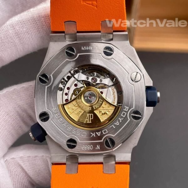 Audemars Piguet Royal Oak Offshore Diver 42mm orange rubber strap replica on wrist
