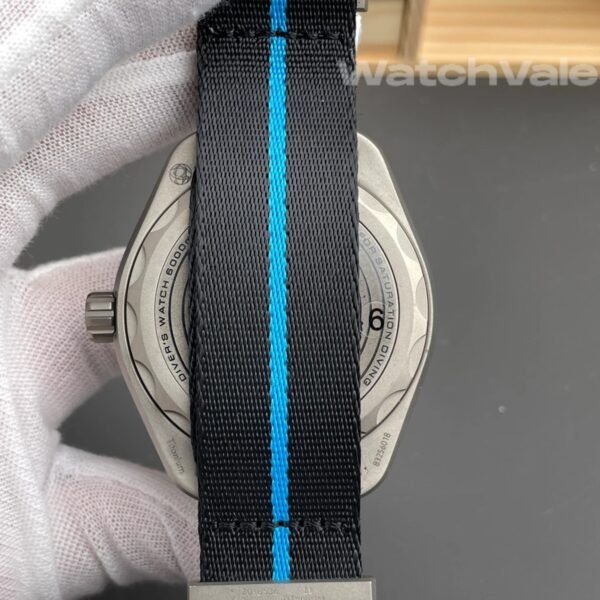 Black dial black ceramic bezel cyan accents Omega Seamaster Ultra Deep replica watch