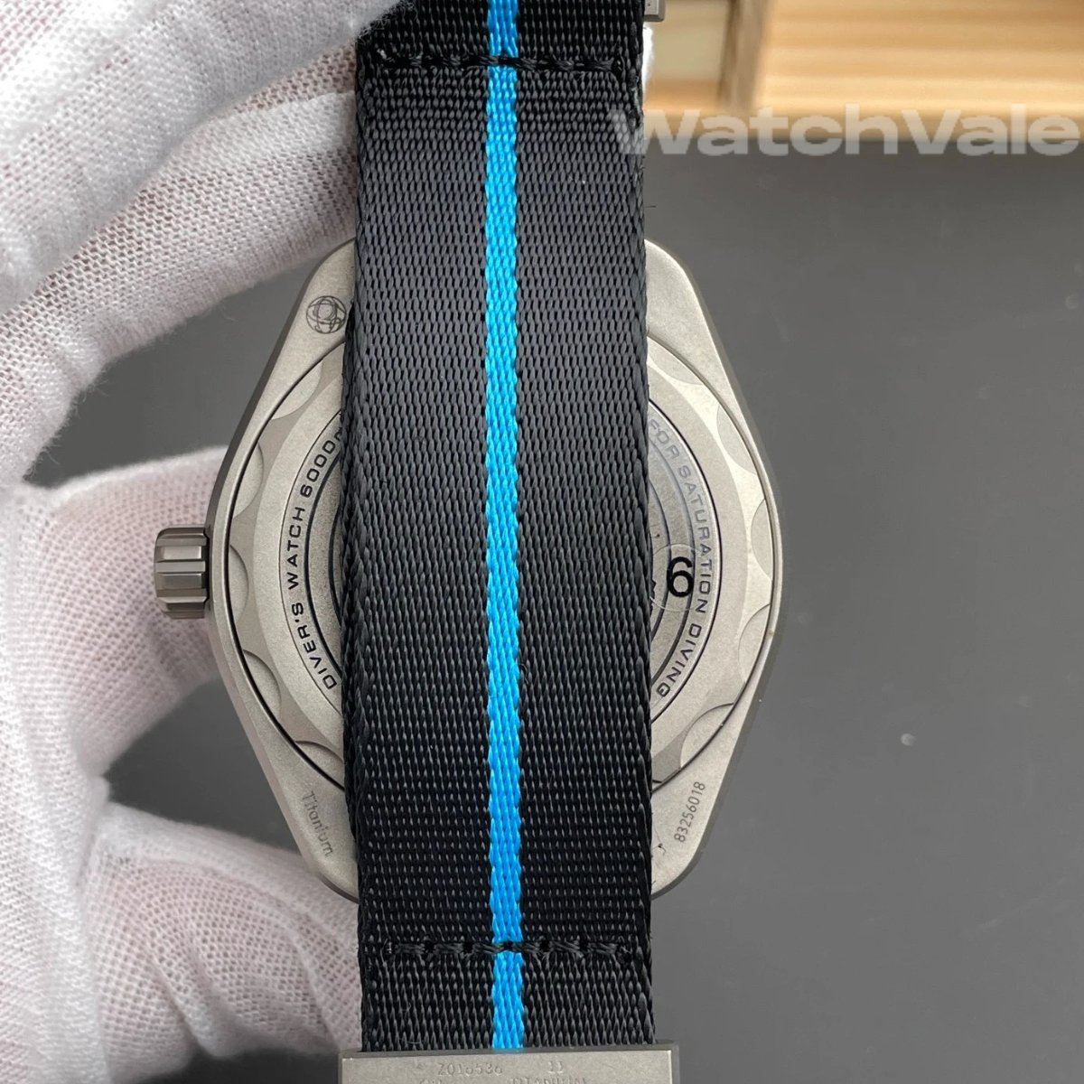Black dial black ceramic bezel cyan accents Omega Seamaster Ultra Deep replica watch