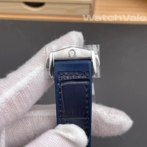 Omega Constellation blue leather strap detail replica