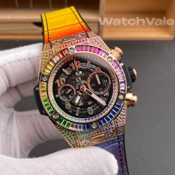Hublot Big Bang Unico King Gold Rainbow bezel side view replica