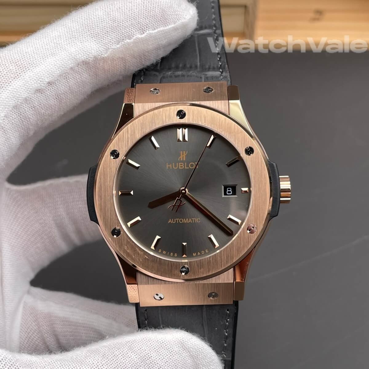 Hublot Classic Fusion Racing Grey sunburst dial close-up replica watch