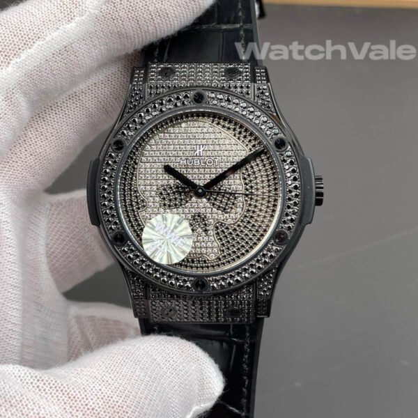 Hublot Classic Fusion Skull black PVD titanium replica on wrist