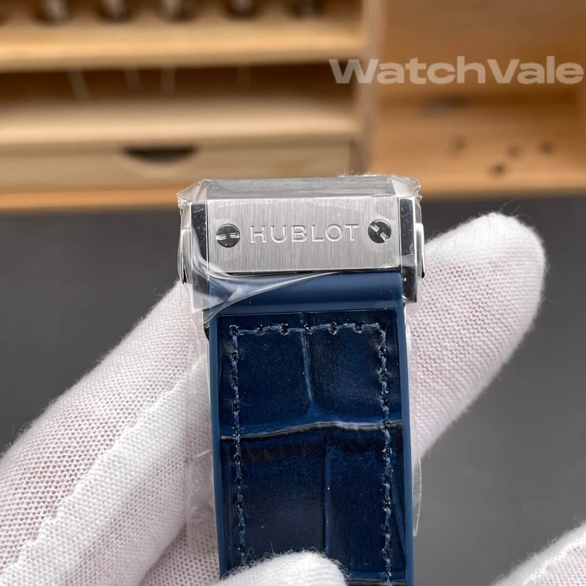 Hublot Classic Fusion Titanium Blue sunray dial close-up replica watch
