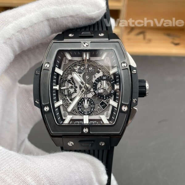Hublot Spirit of Big Bang Black Magic skeleton dial close-up replica watch