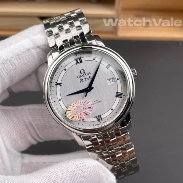Omega De Ville Prestige 39.5mm stainless steel bracelet replica on wrist