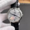 Omega De Ville Prestige Co-Axial Chronometer 39.5mm 424.13.40.20.02.003 Rhodium Silver Dial Blue Roman Numerals Black Leather Strap Super Clone Replica